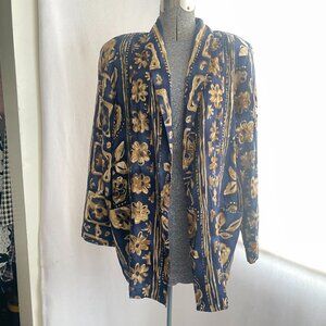 Vintage Kensington Square navy/camel floral print blazer
